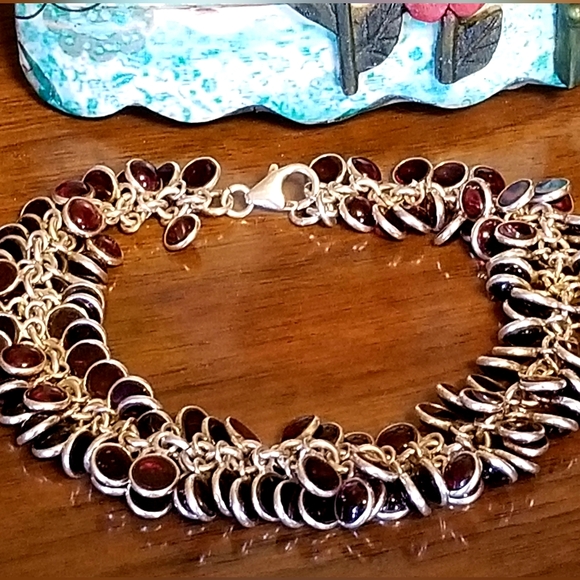 RARE Silpada Sterling Silver & Garnet Cha Cha Bracelet - Picture 12 of 12